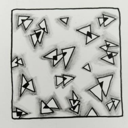 禅绕画自学基本图案096 三角碎片山的画法